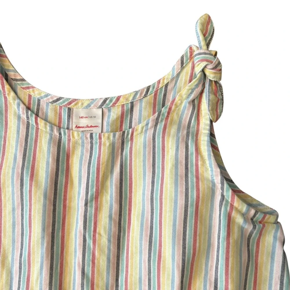 Hanna Andersson Girls Dress Size 10 Scoopneck Rainbow Striped Pocket Play (19)
